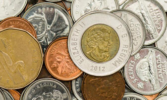 A pile of canadian coins